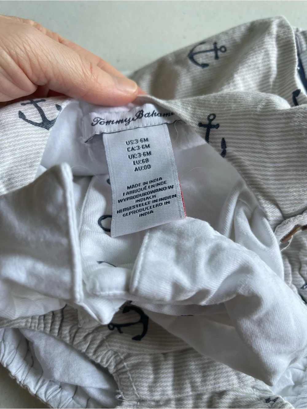 Tommy Bahama Baby Boy 3-6M Anchor Romper Bodysuit Hat 3 Piece Set